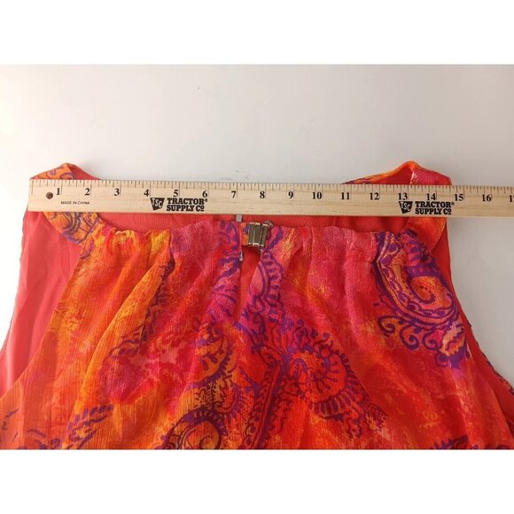 Catherines Women Maxi Dress Orange Red Paisley Sleeveless Stretch Lined Plus 2X - Picture 5 of 9